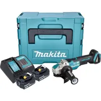 Makita DGA 520 SGJX1 Meuleuse d'angle sans fil 18 V 125 mm X-LOCK Brushless + 2x batterie 6,0 Ah + chargeur + Makpac