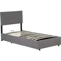 Corium Lit rembourré 'Juva' Cord avec sommier à lattes 90x200 cm Gris