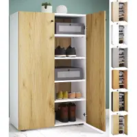 VCM XL bois Grande armoire à chaussures Étagère à chaussures Grande botte Meuble d'entrée Lona 5 compartiments