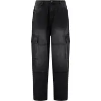 Urban Classics Tapered Heavy Ounce Baggy Cargo Jeans Noir 34 Homme