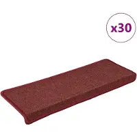 vidaXL Tapis d'escalier 30 pièces 65 x 21 x 4 cm Bordeaux Bordure rectangulaire
