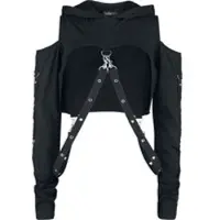 Gothicana by EMP Sweat-shirt à capuche Gothic de - Sweat à capuche court avec sangles - S - XXL - pour Femme - noir - Taille S