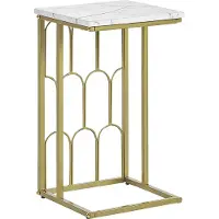 Beliani Table basse or blanc effet marbre MDF métal base or style glamour