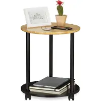 Relaxdays Table d'appoint ronde sur roulettes (40 x 49 cm)