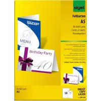 Sigel cartes 2 volets, A5 (A4), 185 g/m2, extra blanc,