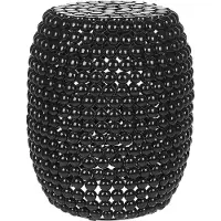 Beliani Table basse Noir Fer Plastique 32 x 32 x 51 cm table d'appoint Tambour Forme ovale Salon moderne