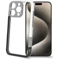Celly Bumper Iphone 16 Pro Bk Wh (Apple iPhone 16 Pro), Coque pour téléphone portable, Blanc, Gris, Noir