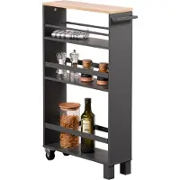 Kesper Etagère d'alcôve sur roulettes 50 X 15 X 79 cm Noir 24856