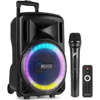 Fenton Speaker Bluetooth - FT10LED MK2 karaoke box met LED†s, accu en microfoon - Voor, Haut-parleur PA, Noir