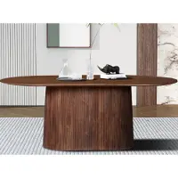 Rousseau Table ovale Miguel marron clair - 200 cm | Bois massif de mango | H76 x L200 x P100 cm