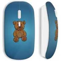 MANIACASE Souris sans fil - Petit Ourson - Bleu - USB - Compatible Mac et PC - WiFi