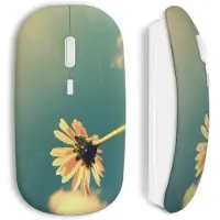 MANIACASE Souris sans fil - - Fleurs Jaune - USB wifi - Compatible Mac et PC - Couleur Jaune