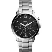 Fossil Montre à affichage analogique noir / argent / blanc