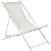 Beliani Chaise de plage pliante beige assise en maille blanche cadre blanc chaise longue pour terrasse avec dossier réglable