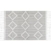 Beliani Tapis d'extérieur gris / blanc 160 x 230 cm motif oriental tapis court TABIAT (160 x 230 cm)