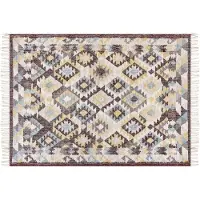 Beliani Tapis jute multicolore 160 x 230 cm motifs géométriques tapis court FENER (160 x 230 cm)