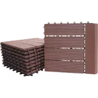 MCW Carreau de sol WPC Rhône + bordure, aspect bois 11x chaque 30x30cm = 1m² Premium