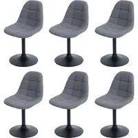 MCW Lot de 6 chaises de salle à manger -A60, chaise de cuisine chaise pivotante, acier MVG tissu/textile bouclé (450g/m²) ~ gris foncé
