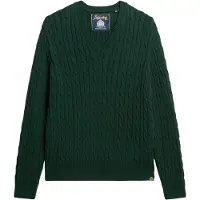 Superdry pour femme. W6110588A Pull Oversize Cable green (S/M), Casuel, Vert, Coton