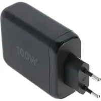 Goobay 65555 Chargeur rapide multiport USB-C PD GaN (100 W) noir, noir - 3x ports USB-C (Power Delivery) et 1x port USB-A (Quick Charge)