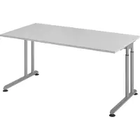 Hjh OFFICE PRO Bureau pied en C 160x80cm gris/argenté