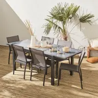 Sweeek Salon De Jardin Table Extensible Orlando Gris Taupe Table En Aluminium 150/210 Cm Plateau De