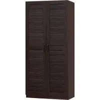 En.casa Armoire 'Finning' avec 2 portes, 1 tringle, 1 compartiment supérieur noyer, foncé