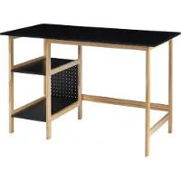 En.casa Bureau 'Dønna' avec étagère 120x60x75cm noir/couleur bois