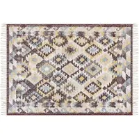 Beliani Tapis jute multicolore 140 x 200 cm motifs géométriques tapis court FENER (140 x 200 cm)