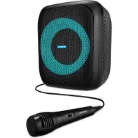 Medion S61991 Haut-parleur de fête avec Bluetooth (Party Soundsystem avec microphone, Party Box, système sonore portable, batterie intégrée, pour l'intérieur et l'extérieur, effets lumineux, TWS)