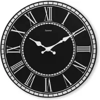 Hama Wanduhr Rab, Quarzuhr, ohne Ticken, MDF, Vintage, Ø 30 cm, Schwarz (00185888)