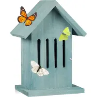 Relaxdays : nichoir suspendu pour papillons, hôtel à insectes pour le jardin ou le balcon, papillons du genre Papilio, H x L x P : 25,5 x 18,5 x 12 cm, turquoise