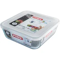 Pyrex échelle de cuisson et de congélation carré - couvercle inclus - verre borosilicaté - 20x20 cm - transparent