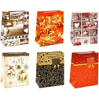Tsi Sacs de Noël série 9, polypropylène, L 180 x P 100 x H 230 mm, lot de 12, 6 motifs assortis