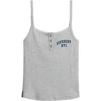 Superdry Femme Débardeur à Boutons Athletic Essentials Brodé Gris Taille: 44
