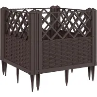 vidaXL Jardinière avec piquets marron 43,5x43,5x43,5 cm PP