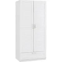 En.casa Armoire 'Finning' avec 2 portes, 1 tringle, 4 compartiments, 1 tiroir blanc