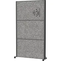 MAUL Système de cloisons MAULconnecto, modules enfichables, 3x voile acoustique foncé, fixation velcro, sur roulettes, H 1800 x L 1000 mm, anthracite