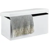 Relaxdays Pouf De Rangement Pliant Coffre Repose-pieds Hxlxp: 38 X 76 X 38 Cm, Blanc