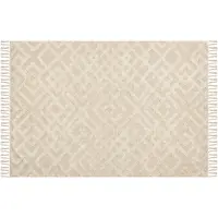 Beliani Tapis en coton beige clair 140 x 200 cm motifs géométriques tapis court ARDAHAN (140 x 200 cm)