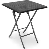 Relaxdays Table de jardin pliable BASTIAN de , carrée, H x L x P : 74 x 61,5 x 61,5 cm, métal, plastique, aspect rotin, noir