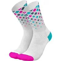 Incylence - Chaussettes de trail/running - Running Crystals White Pink Cyan - Taille 39-42 - Blanc