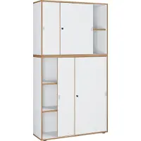 VCM Armoire de bureau en bois Classeur Meuble de bureau Armoire Salia 5 compartiments Largeur 100 cm Portes coulissantes
