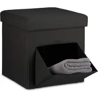 Relaxdays Tabouret De Rangement Pliant, Couvercle Amovible, H X L X P : 38 X 38 X 38 Cm, Pour Le sélon, Noir -