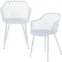 En.casa Chaise de salle à manger 'Kangasniemi' set de 2 pièces métal plastique 82 x 56 x 52 cm blanc