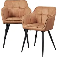En.casa Ensemble de 2 chaises de salle à manger "Birmingham" avec accoudoirs, revêtues d'un simili velours marron