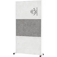 MAUL Système de cloisons MAULconnecto, modules enfichables, 2x non-tissé acoustique clair, 1x non-tissé acoustique foncé, fixation velcro, sur roulettes, H 1800 x L 1000 mm, blanc