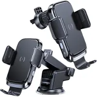 Forcell Support Voiture 2 en 1 Charge Qi Ventouse et Grille d'aération Noir