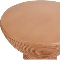 Beliani Table d'appoint en bois clair, MgO et fibre de verre, forme ronde, résistante aux intempéries et aux rayons UV, pour intérieurs et extérieurs modernes, salon