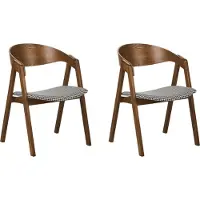 Beliani Lot de 2 chaises de salle à manger bois foncé/pied-de-poule meubles de cuisine et de salle à manger de style rétro